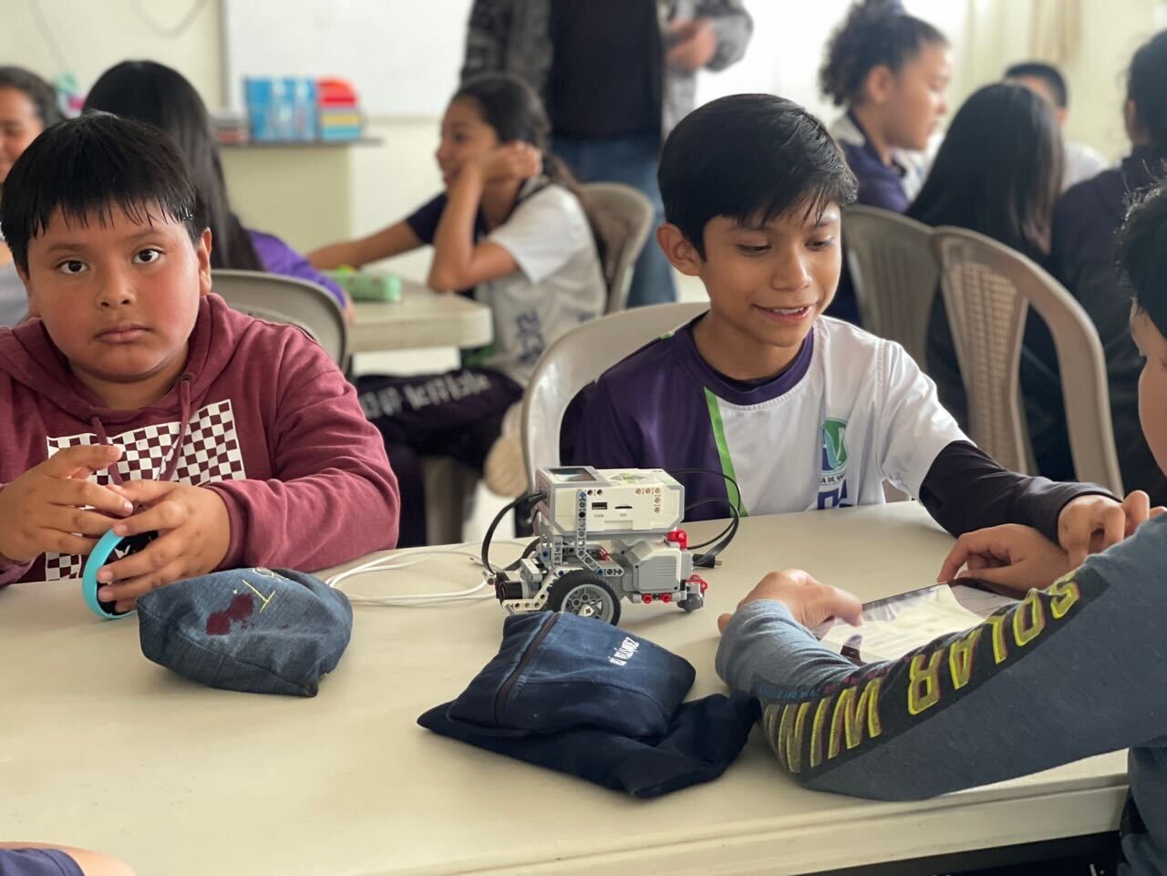 Students testing ideas through a hands-on STEM activity